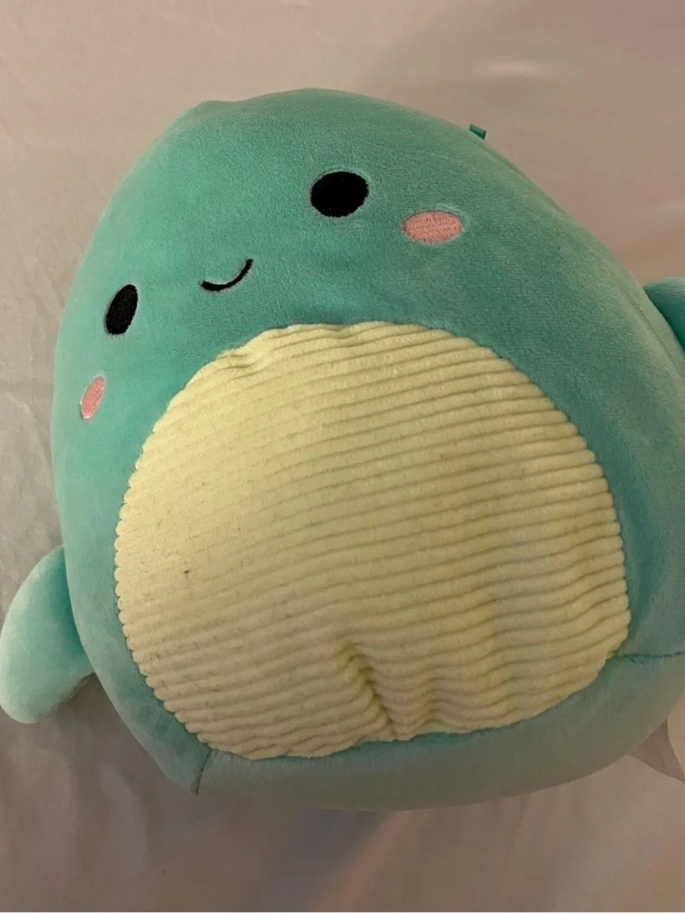 Squishmallows Aqua Green Plush with Cream Belly and Pink Cheeks